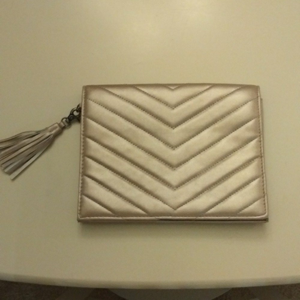 Neiman Marcus Metallic beige evening bag